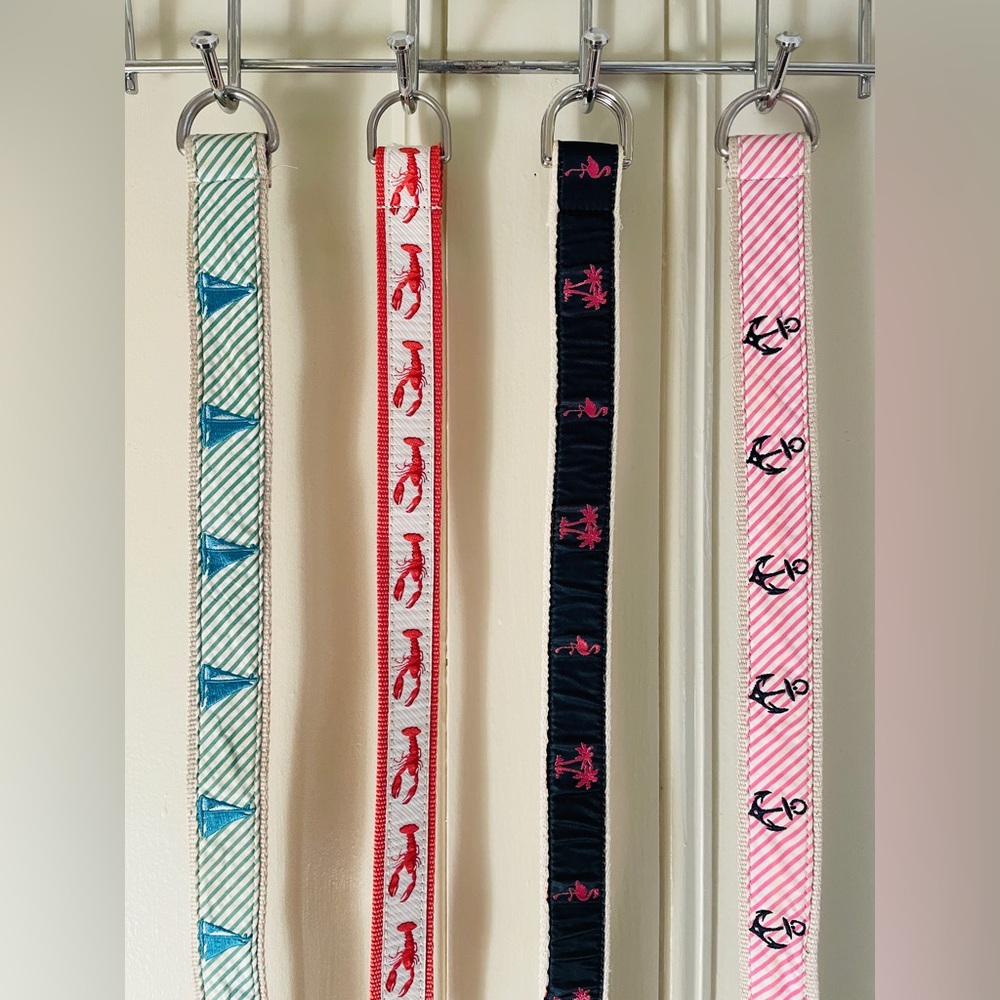 LLBean canvas d-ring embroidered nautical belts